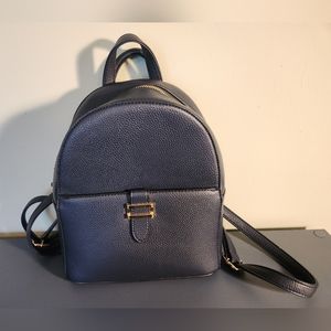 Navy Blue Faux Leather Mini Backpack
